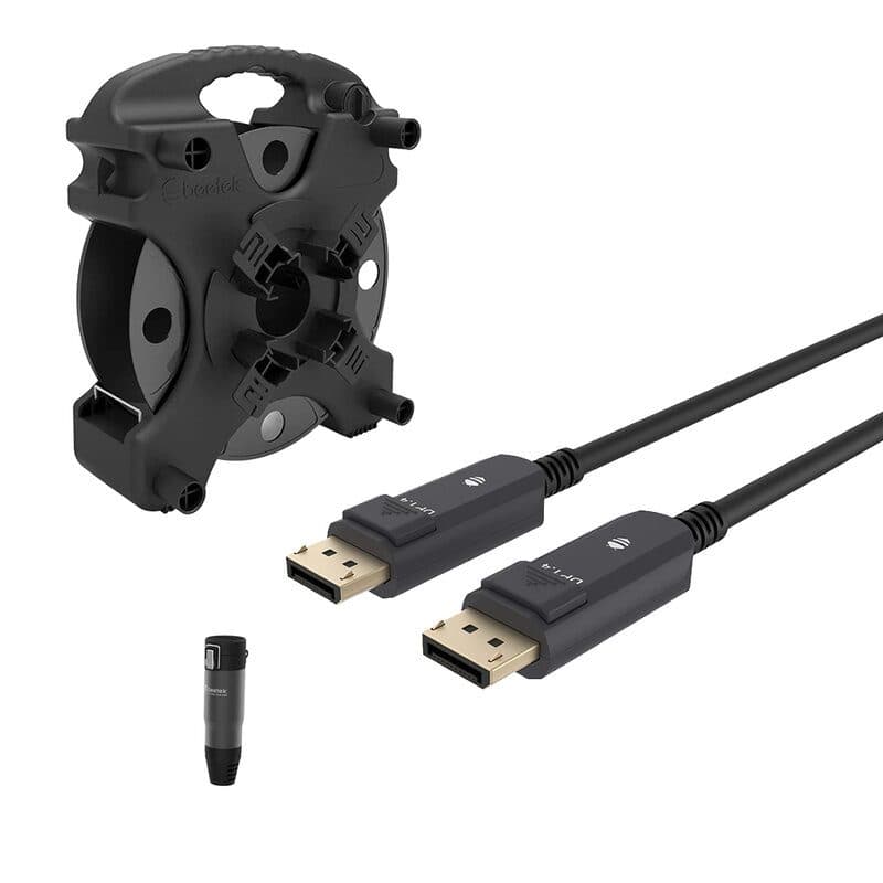 Kit cavo ottico attivo DisplayPort 1.4 corazzato 10m con avvolgicavo - BEETEK BEE-GDH02-10M-KIT