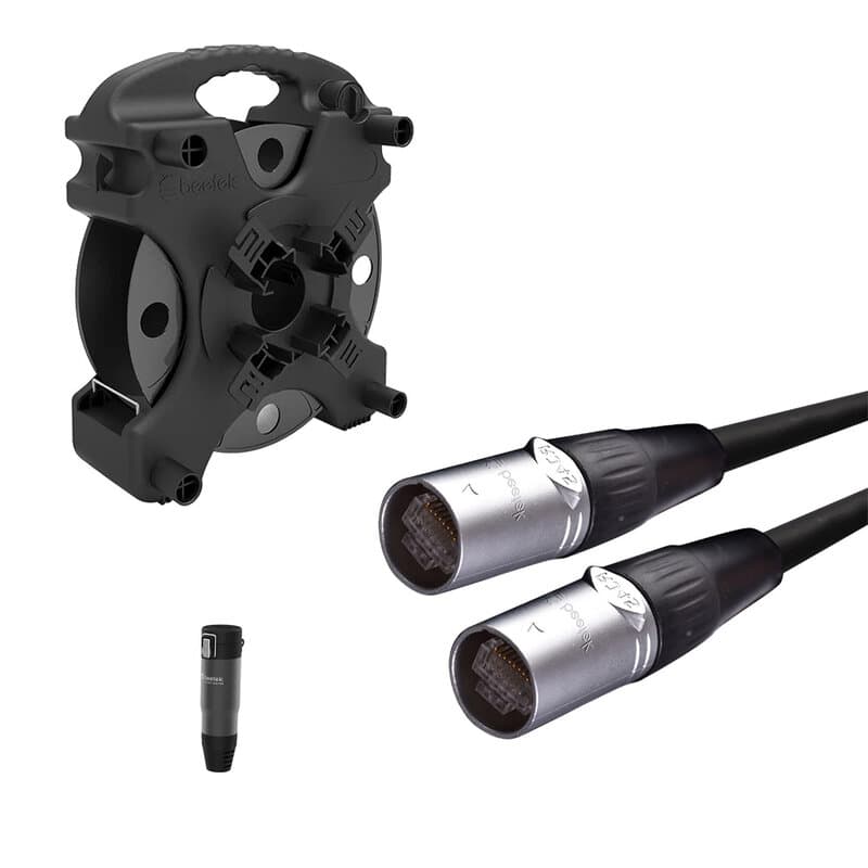 Kit cavo Cat6a S/FTP 50m etherCON + avvolgicavo DF100 + cappuccio BH03 - BEETEK BEE-W400-50M-B-KIT
