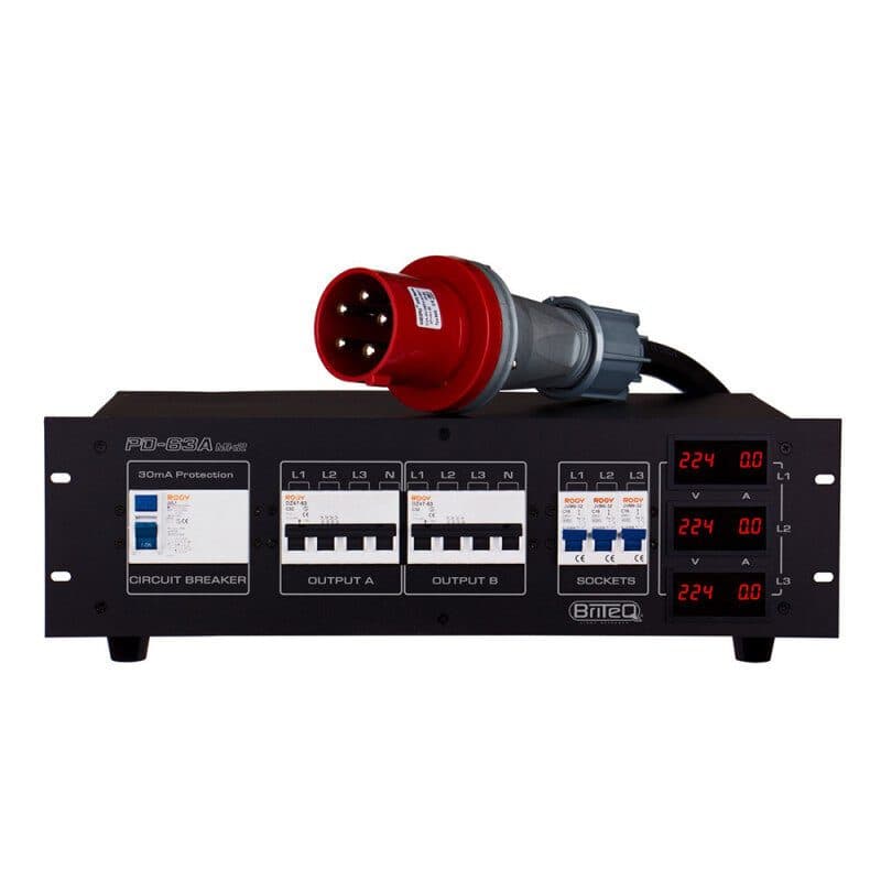 Distributore potenza trifase PD-63A Mk2 GER-NL rack 3U - BRITEQ BEG-B04640
