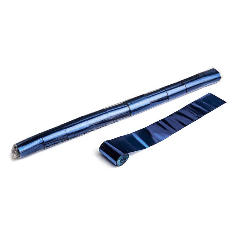 Blue metallised stadium streamers 20m x 5cm - THE CONFETTI MAKER EFX-STR08DB