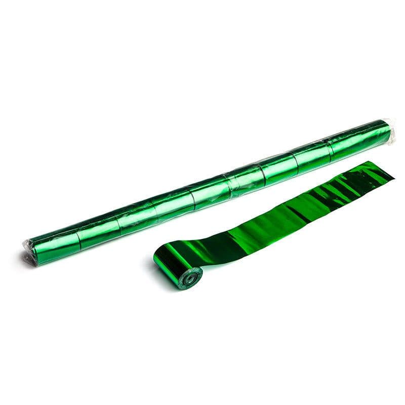 Green metallised stadium streamers 20m x 5cm - THE CONFETTI MAKER EFX-STR08DG