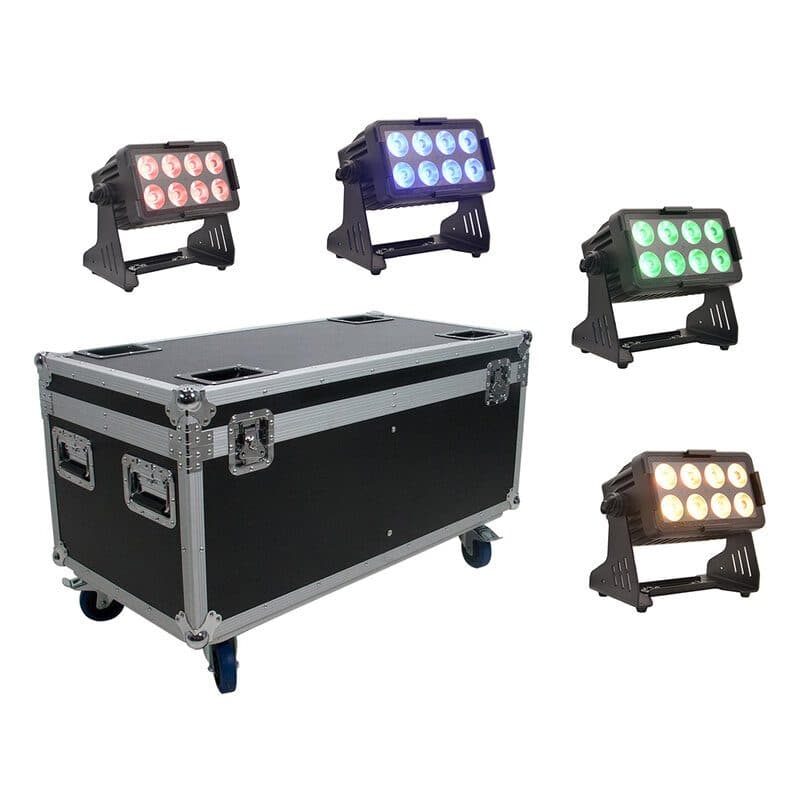 Kit 4 fari BatSpot-8IP architetturali LED 8x10W IP65 - EGO PROFESSIONAL EGP-8X10RGBWX4SET