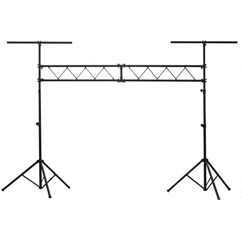 Struttura modulare a ponte per luci con elevatori a barra T e truss piatta 1,5m, nera - HILEC HIT-B00755