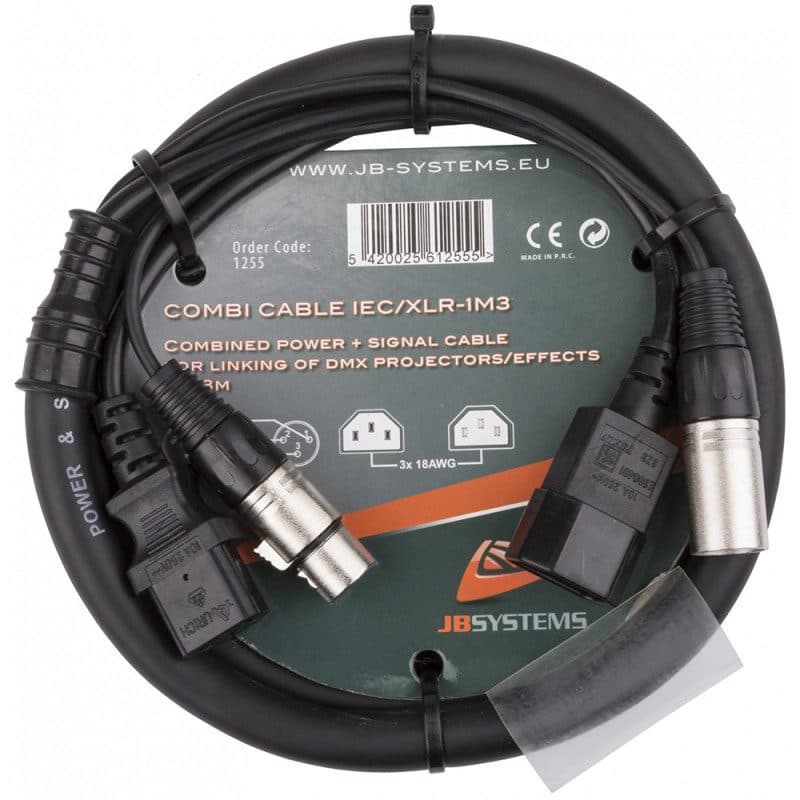Cavo combinato IEC/XLR DMX 1,3m nero - HILEC HIT-B01255