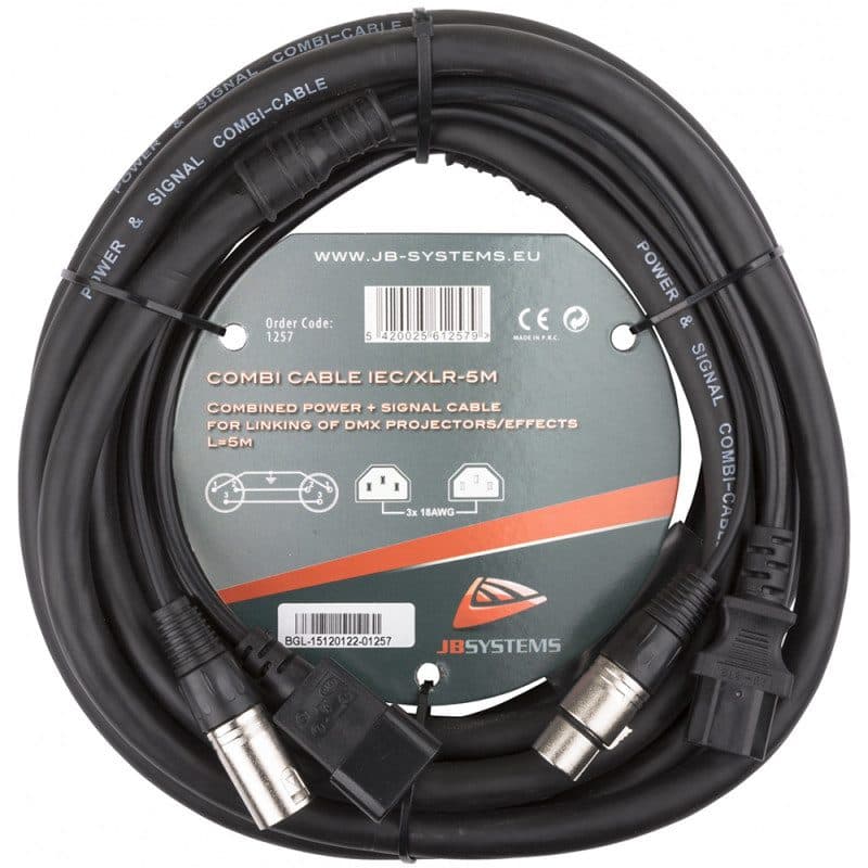 Cavo combinato IEC/XLR DMX 5m - JB SYSTEMS HIT-B01257