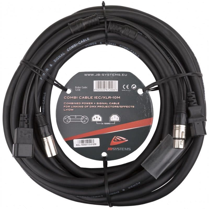 Cavo combinato IEC/XLR DMX 10m nero - HILEC HIT-B01258