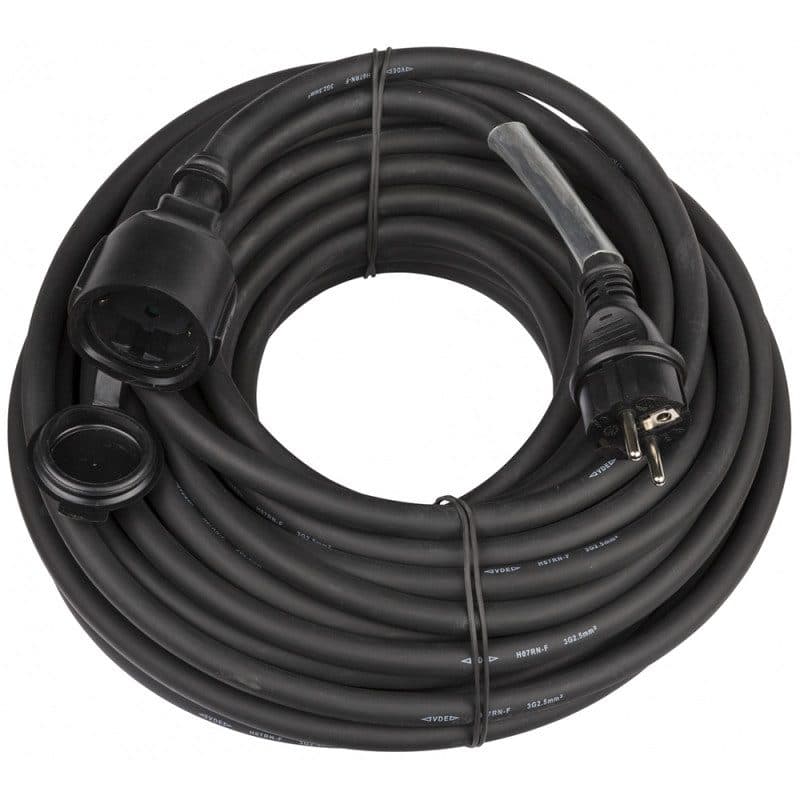 Cavo prolunga alimentazione Schuko 3x2,5 mm² 20 m nero IP44 - HILEC HIT-B01386