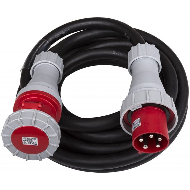CEE three-phase extension cable 63 A 5x16 mm² 10 m IP44 black - HILEC HIT-B01395