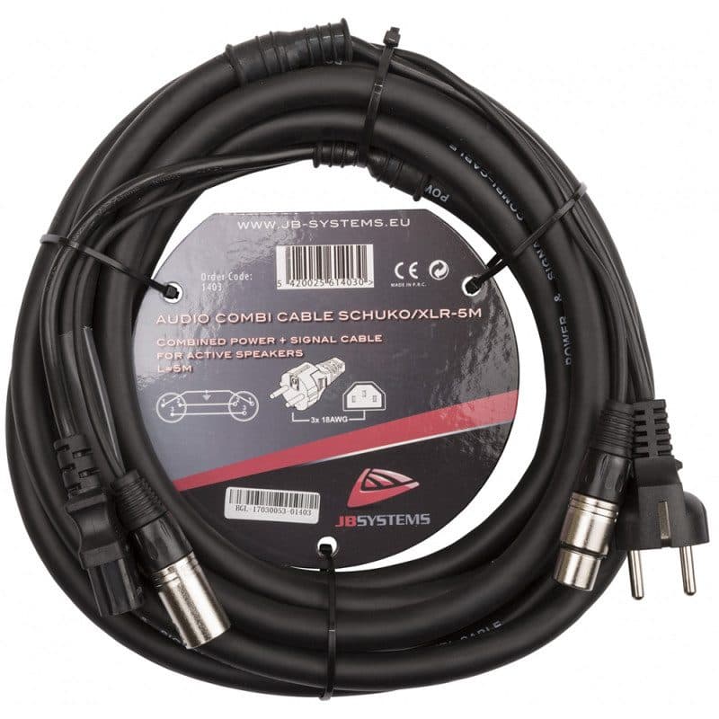 Cavo combinato audio Schuko/IEC + XLR 5m nero - HILEC HIT-B01403