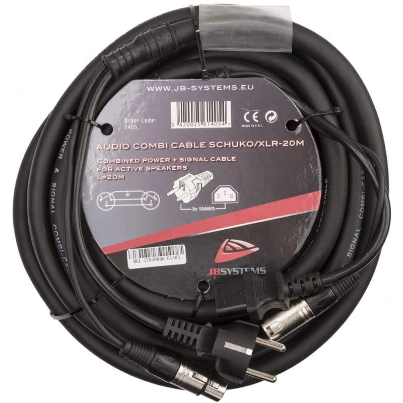 Cavo combinato audio Schuko/IEC + XLR 20m nero - HILEC HIT-B01405