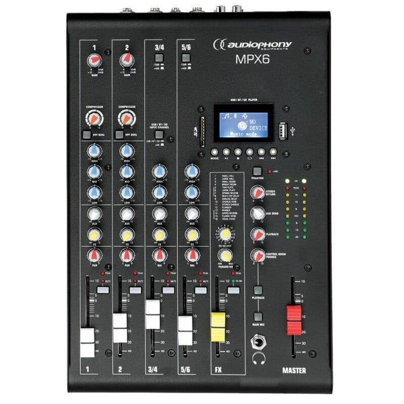 Mixer analogico 6 ingressi DSP USB SD BT - AUDIOPHONY HIT-H10905