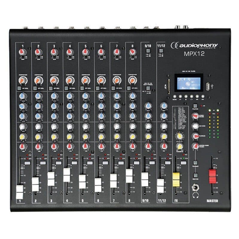 Mixer analogico 12 ingressi DSP USB SD BT display - AUDIOPHONY HIT-H10907