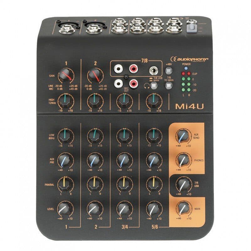 Mixer compatto 4 canali 2 mic Phantom 48V USB - AUDIOPHONY HIT-H10910