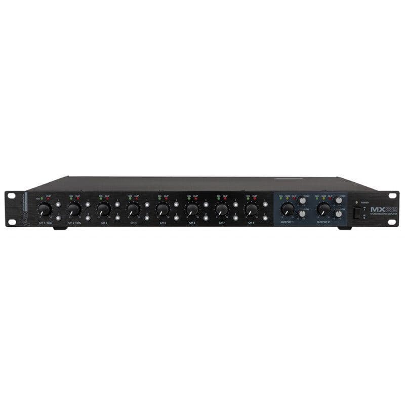 Mixer preamplificatore 2 MIC/linea 6 stereo 2 zone - AUDIOPHONY PA MX82