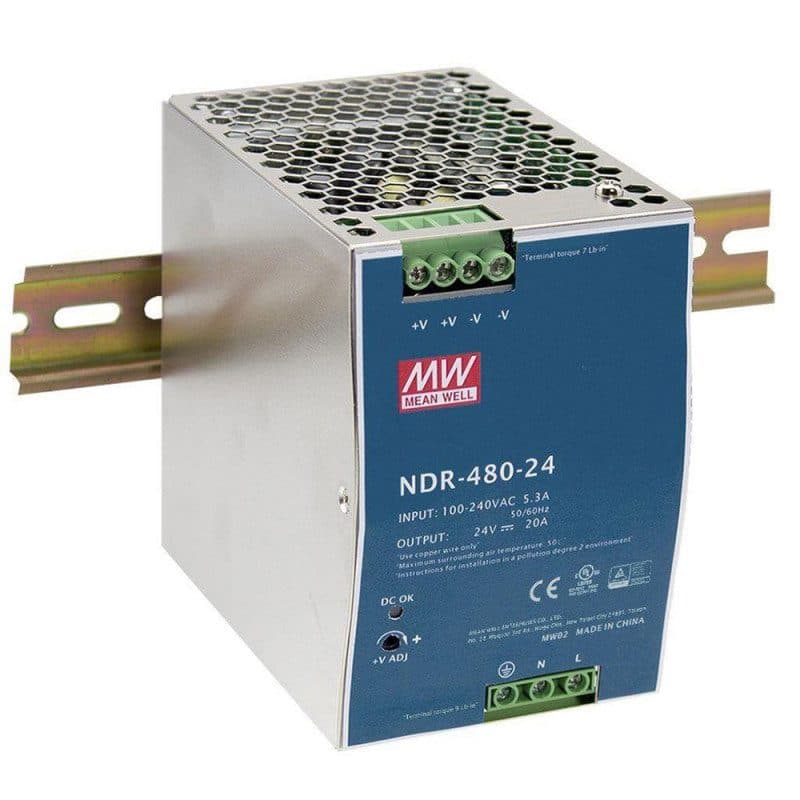 Alimentatore industriale NDR-480-24, 24 VDC 20 A, guida DIN - CONTEST HIT-H11150