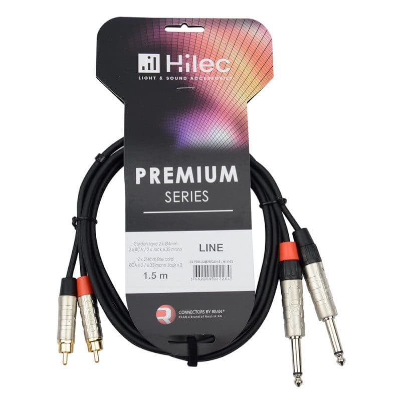Cavo doppio jack mono maschio RCA maschio 1,5m REAN 2x4mm - HILEC HIT-H11163