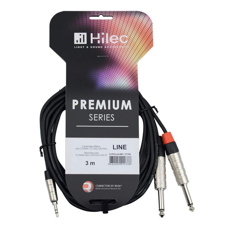 Y cable 2 male mono jacks to male stereo mini-jack 3 m REAN - Hilec HIT-H11168