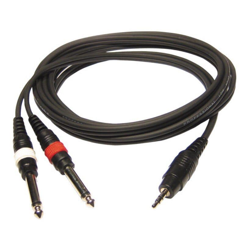 Stereo cable TRS 3,5 mm male to 2 TS 6,35 mm male jacks 1,5 m - Audiophony HIT-H8015