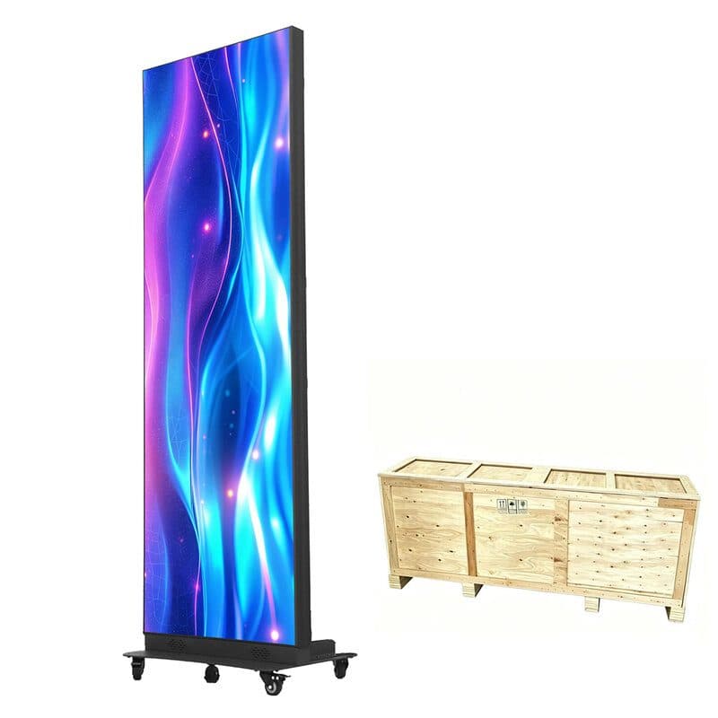 Totem LED pieghevole indoor P2.5 GOB cassetta legno - EGO DISPLAY LED-TOTEM01-P2.5I-F-WB