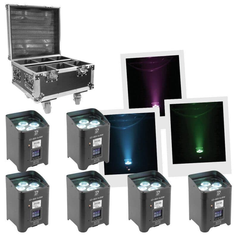Kit 6 proiettori LED EZ-BOX 4x15W flight case - Boomtone DJ MSC-BOOEZBOXPACK
