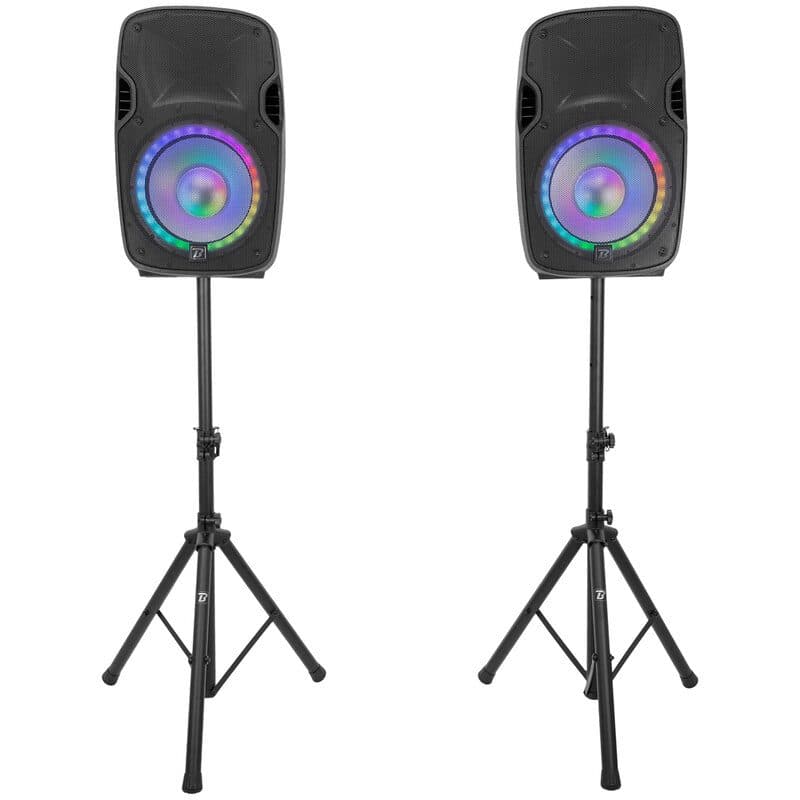 Set diffusori attivo/passivo 12" LED 500W stativi microfono - Boomtone DJ MSC-BOOPS212ALEDSET