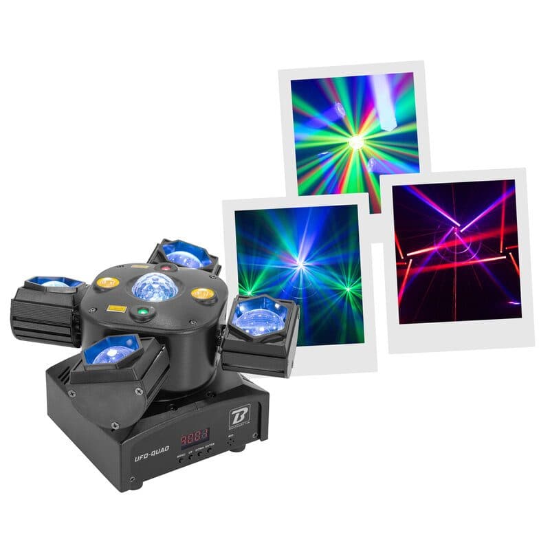 Effetto luce UFO-QUAD 4 in 1 laser beam strobe disco - BOOMTONE DJ MSC-BOOUFOQUAD