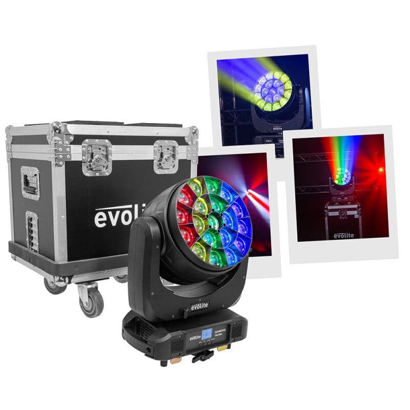 Testa mobile wash LED 19x40W Osram RGBW zoom - EVOLITE MSC-EVODIAMOND19X40Z