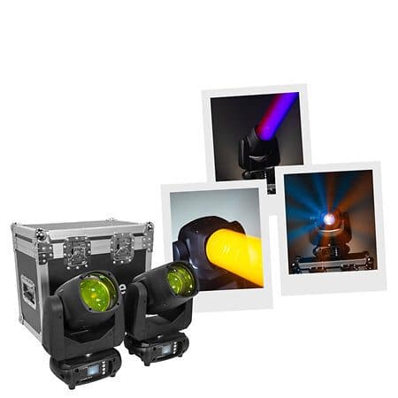 Set 2 teste mobili beam LED 100W con flight case - EVOLITE MSC-EVOEVOBEAM100CRSET