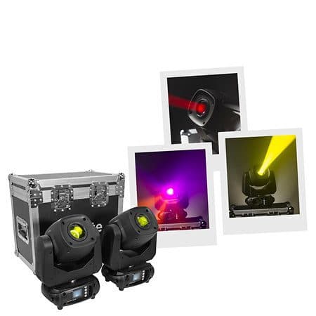 Set 2 teste mobili spot LED 100W con flight case - EVOLITE MSC-EVOEVOSPOT100CRSET