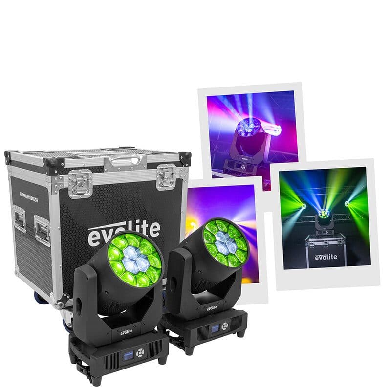 Set teste mobili Wash 12x40W RGBL zoom 7-55° - Evolite MSC-EVOEVOWASH1240ZR
