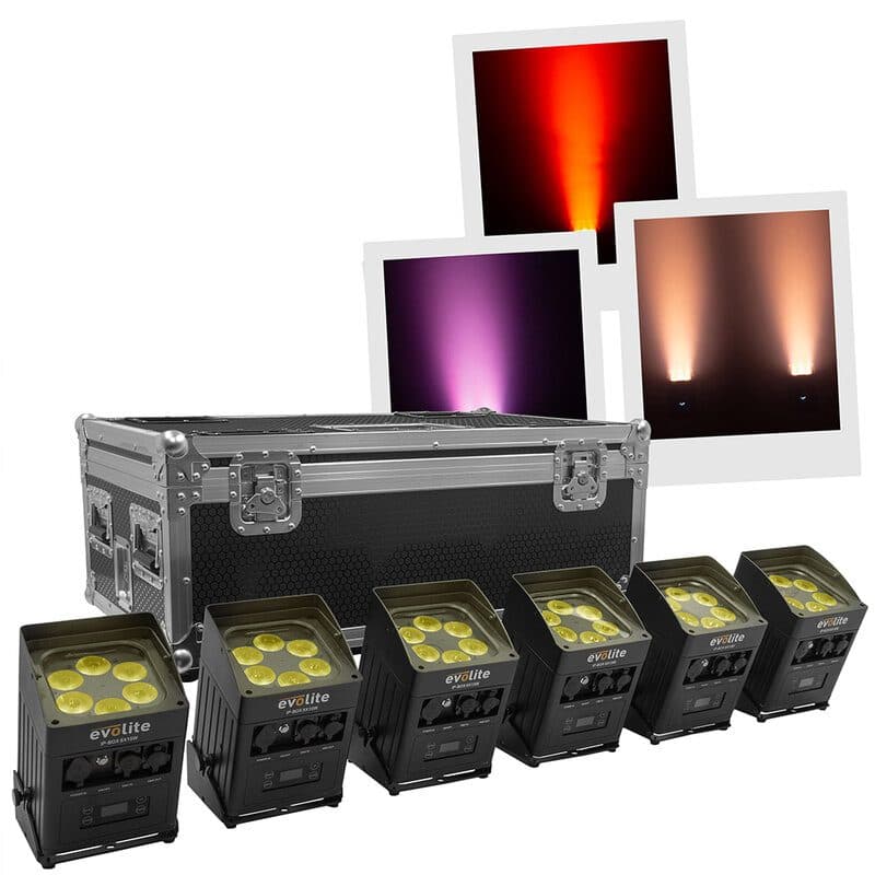 Set 6 proiettori LED IP-BOX 6x15W IP65 flight case - Evolite MSC-EVOIPBOX6X15WPACK