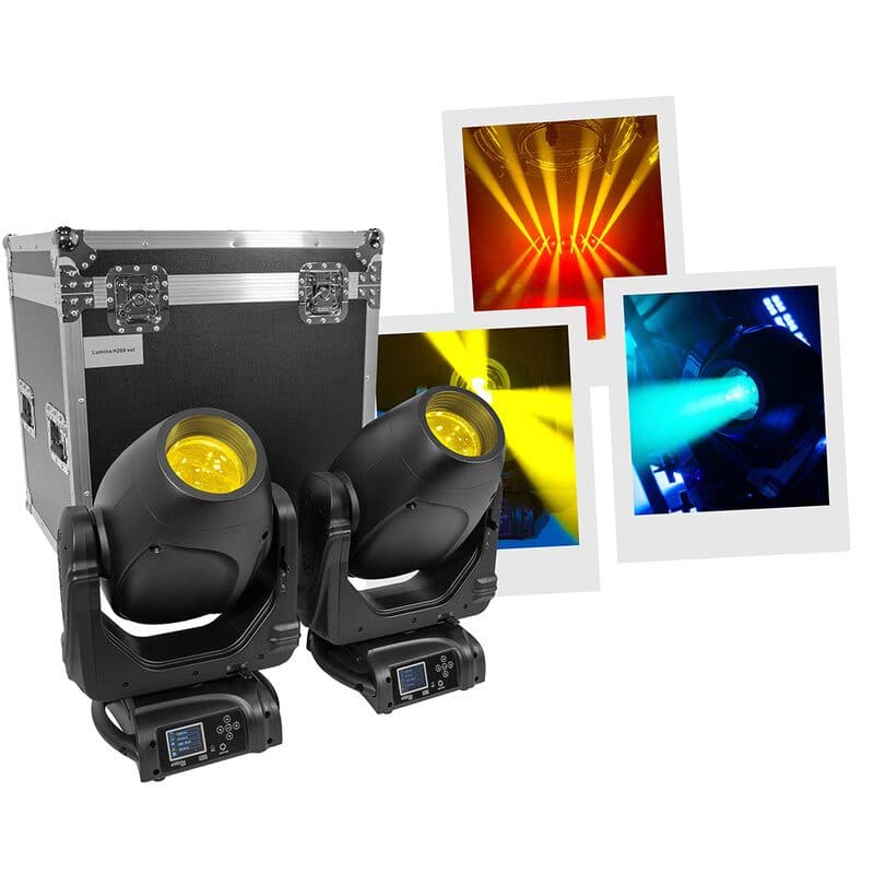 Set 2 teste mobili spot LED 200W con flight case - EVOLITE PRO MSC-EVOLUMINAH200SET