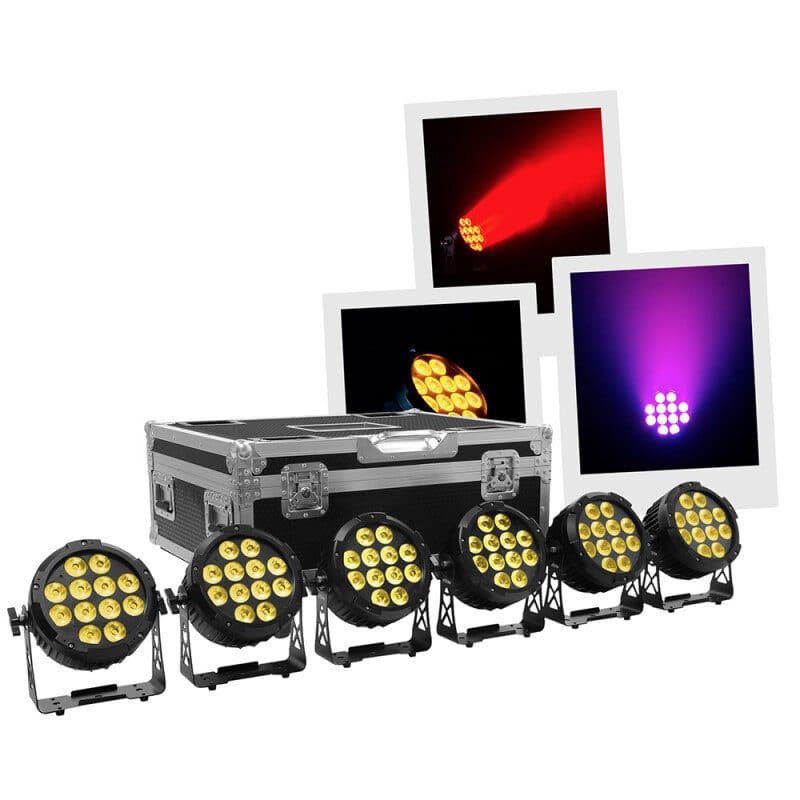 Kit proiettore LED RGBWA-UV 12x12W IP65 DMX - Evolite MSC-EVOWIPAR12X12WPACK