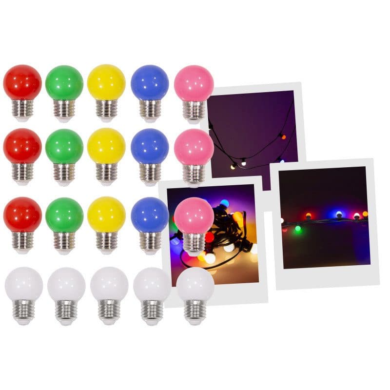 Kit 20 lampadine LED 1,5W 6 colori E27 - MAC MAH MSC-MACLAMP20COL
