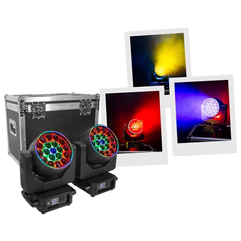 Set teste mobili Wash 19x15W RGBW zoom 6-50° anello RGB - Mac Mah MSC-MACMACWASH1915ZRSET
