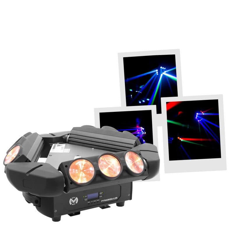 LED multieffetto triangolare 9 moduli RGBW 12W laser verde - Mac Mah MSC-MACPYRAMIDALZR