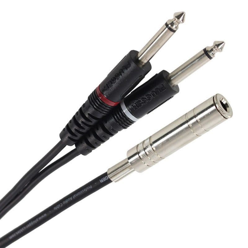 Y cable 2 mono male jacks - stereo female jack 3m - PLUGGER MSC-PLUCABYJFSJMM3M00EAS