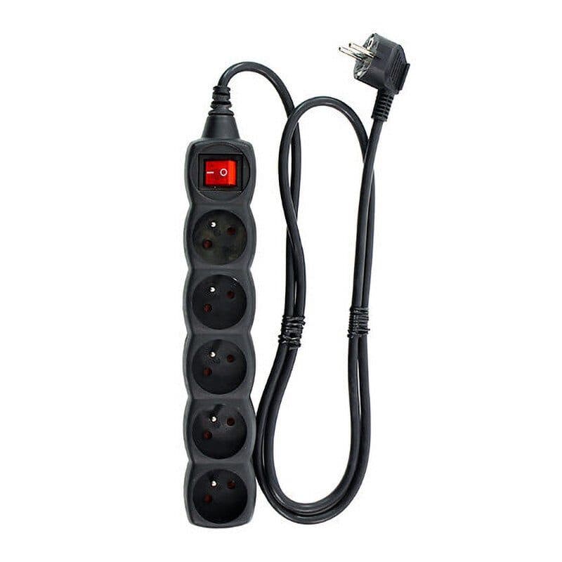 Multipresa alimentazione 5 prese cavo 1,4 m nera - PLUGGER MPE-5S