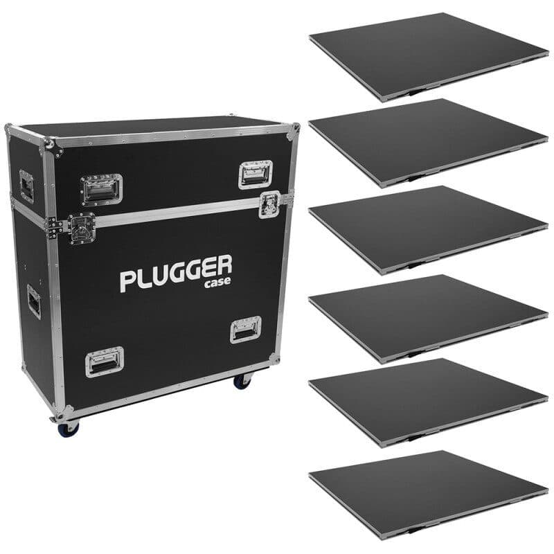 Set 6 piattaforme palco QuickStage 1x1m 20mm con flight case - PLUGGER CASE MSC-PLUQUICKSTAGE6SET