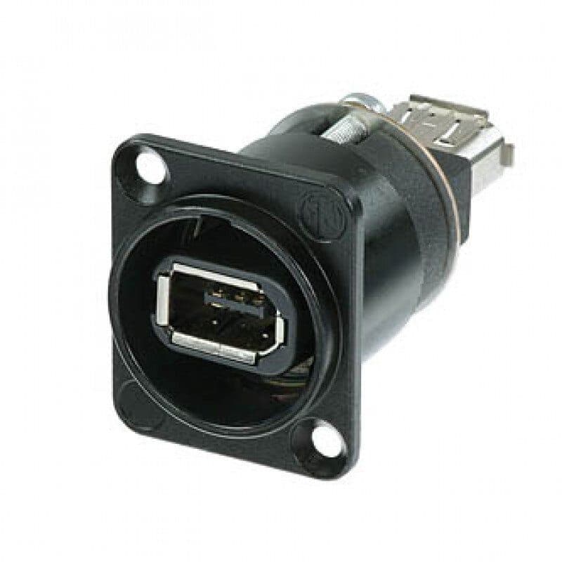 Connettore pannello FireWire IEEE 1394 6 poli passante, nero - Neutrik NA1394-6-W-B