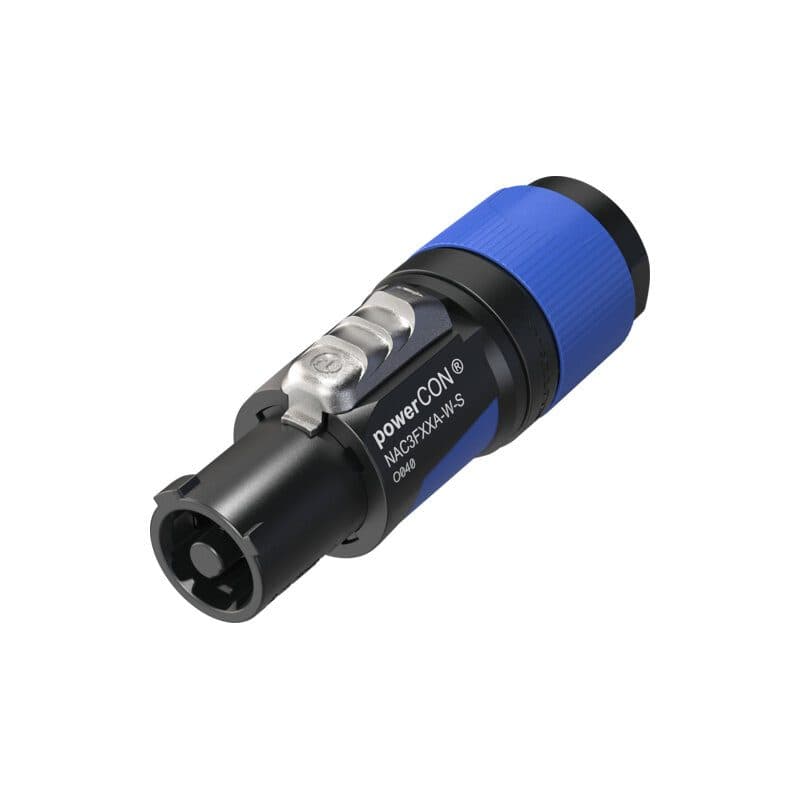 Connettore powerCON XX femmina volante ingresso blu cavo 6-12mm smontato - Neutrik NEU-NAC3FXXA-W-S-D