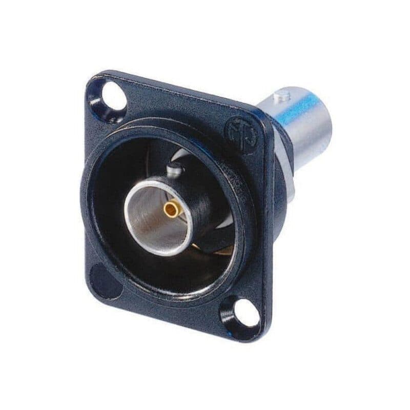Connettore BNC a pannello isolato D-shape nero versione sporgente - NEUTRIK NEU-NBB75DFIB-P