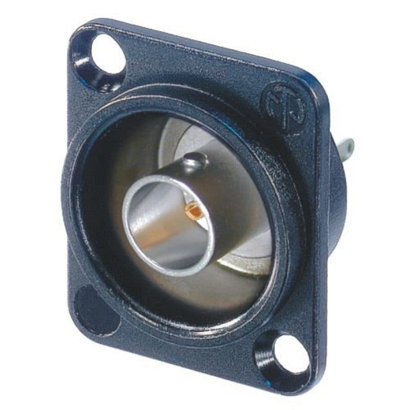 Connettore da pannello BNC femmina, messa a terra, saldatura, 75 ohm, HD, nero - NEUTRIK NEU-NBB75DSGB