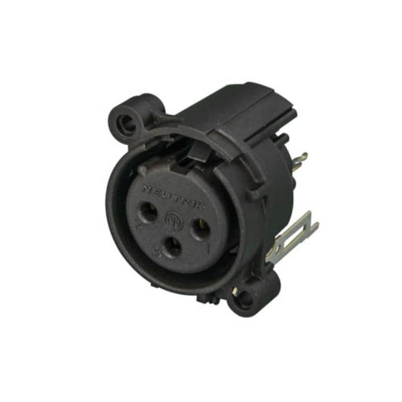 Connettore XLR femmina 3 poli a pannello saldatura PCB terra separata - NEUTRIK NEU-NC3FAV2-0
