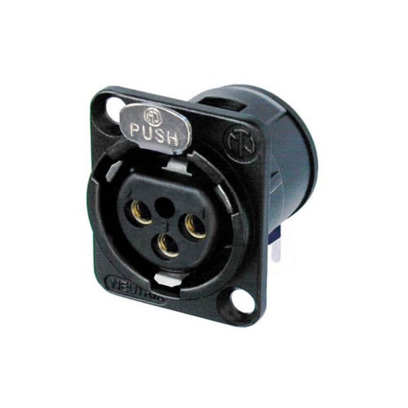 Connettore XLR femmina 3 poli da pannello PCB serie D nero contatti oro - NEUTRIK NEU-NC3FD-H-B