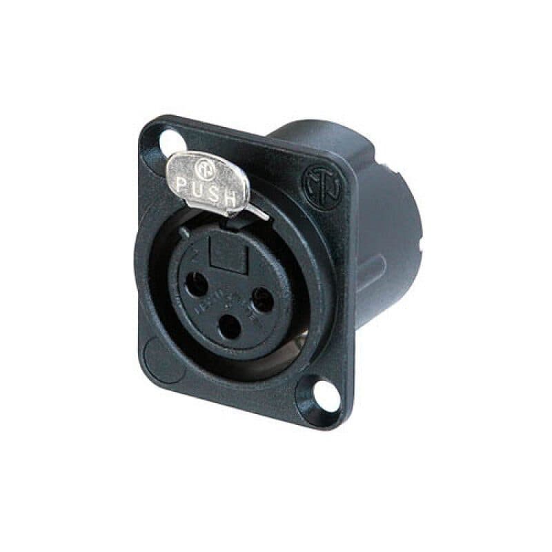 Connettore XLR femmina 3 poli pannello, crimp B-Crimp, DLX nero - NEUTRIK NEU-NC3FD-LX-HA-BAG
