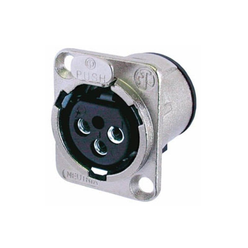 Connettore XLR femmina 3 poli da pannello PCB serie D nickel contatti argento - NEUTRIK NEU-NC3FD-V
