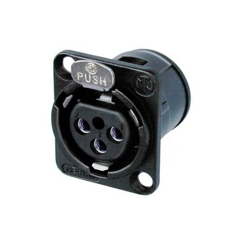 Connettore XLR femmina 3 poli da pannello PCB serie D nero contatti argento - NEUTRIK NEU-NC3FD-V-BAG