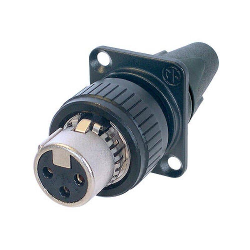 Connettore XLR femmina 3 poli da pannello PCB M3 nickel disassemblato - NEUTRIK NEU-NC3FDM3-H-D