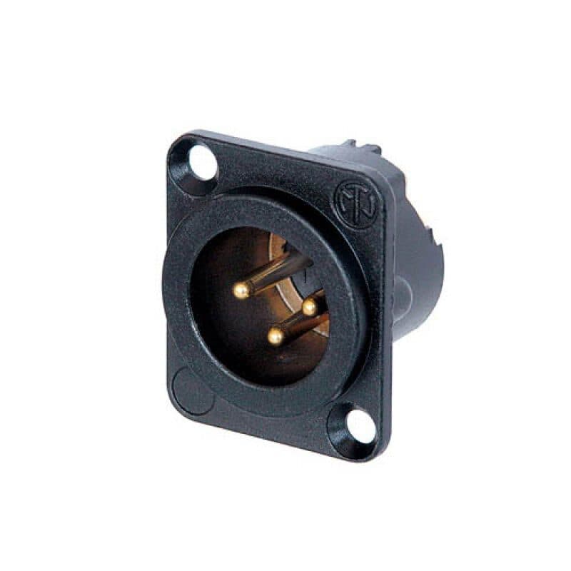 Connettore XLR maschio 3 poli da pannello nero oro - Neutrik NEU-NC3MD-LX-B